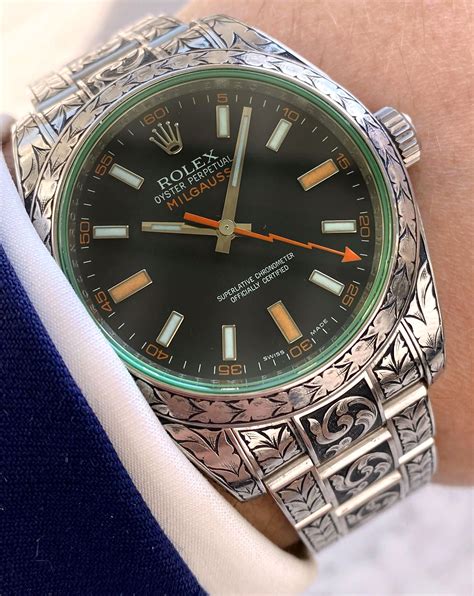 engraved rolex milgauss|Rolex Milgauss price list.